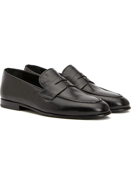 Siyah Kadın Deri Loafer