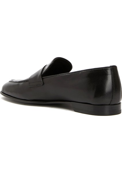 Siyah Kadın Deri Loafer
