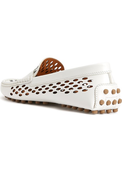 Gommino Beyaz Kadın Deri Loafer modelleri