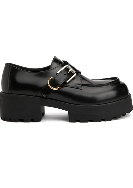 Siyah Kadın Deri Loafer