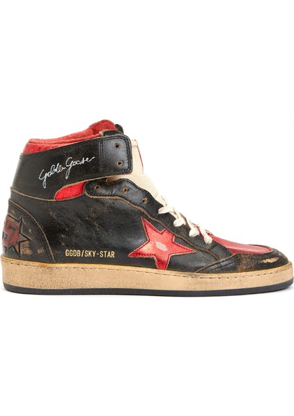 Sky-Star Siyah Gold Kadın Deri Bilek Boy Sneaker