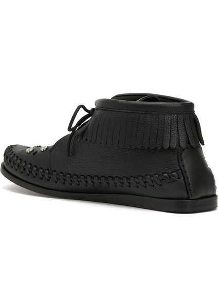 Felsa Siyah Püsküllü Kadın Deri Loafer modelleri