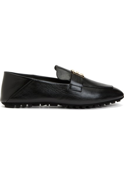 Siyah Kadın Deri Loafer