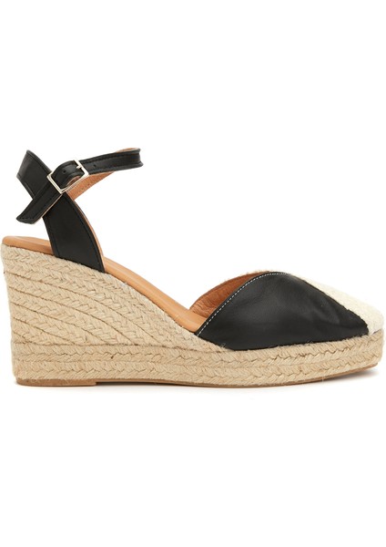 Bej Siyah Kadın Espadril
