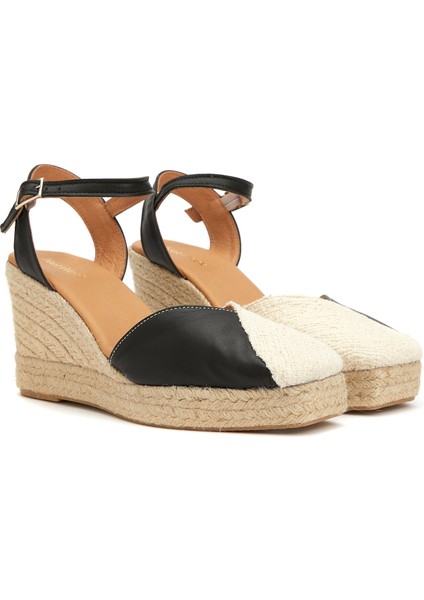 Bej Siyah Kadın Espadril