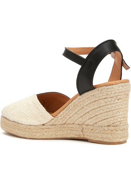 Bej Siyah Kadın Espadril