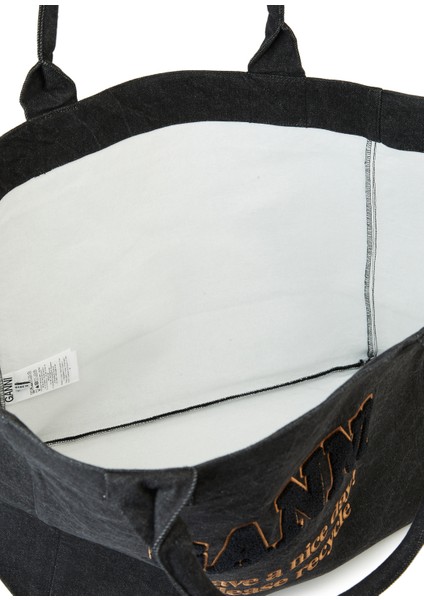Shopper Xxl Siyah Kadın Organik Pamuk Çanta indirimleri