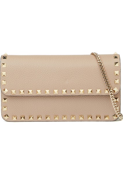 Rockstud Pudra Kadın Deri Çanta