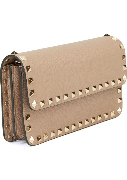 Rockstud Pudra Kadın Deri Çanta