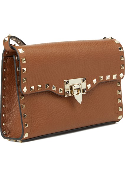 Rockstud Kahverengi Kadın Deri Omuz Çantası modelleri