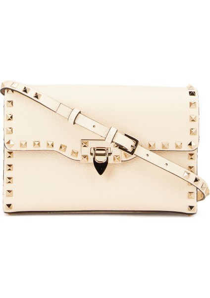 Rockstud Beyaz Kadın Deri Çanta