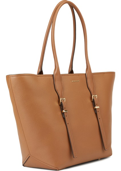 Buckle Tote Taba Kadın Deri Alışveriş Çantası