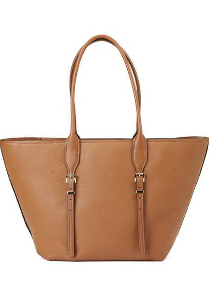 Buckle Tote Taba Kadın Deri Alışveriş Çantası