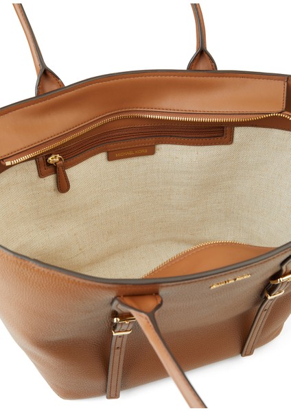Buckle Tote Taba Kadın Deri Alışveriş Çantası