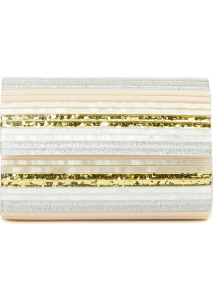 Renkli Çizgili Kadın Clutch