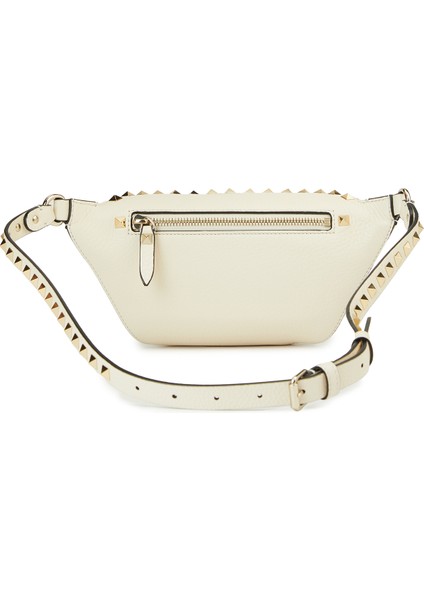 Rockstud Ekru Kadın Deri Bel Çantası