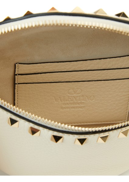 Rockstud Ekru Kadın Deri Bel Çantası