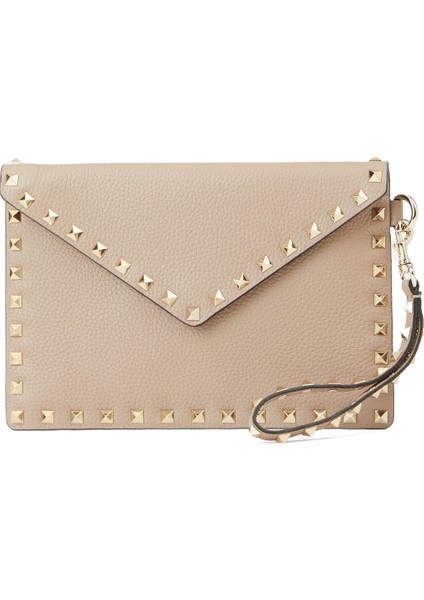 Rockstud Medium Nude Kadın Deri El Portföyü