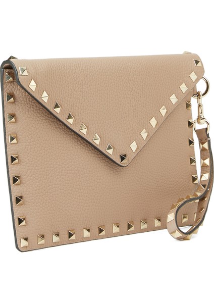 Rockstud Medium Nude Kadın Deri El Portföyü modelleri