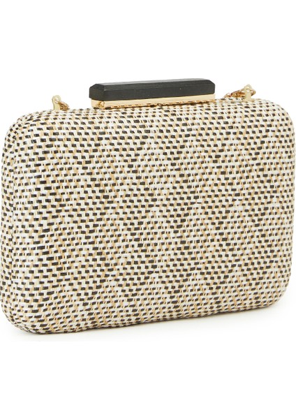 Siyah Bej Desenli Kadın Clutch modelleri