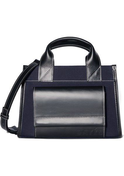 Stitched Pocket Mini Lacivert Siyah Kadın Omuz Çantası