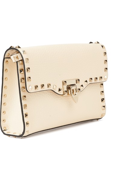 Rockstud Kırık Beyaz Kadın Deri Çanta modelleri