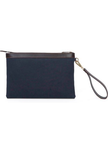 Stitched Lacivert Denim Kahverengi Clutch Kadın El Portföyü fiyatları