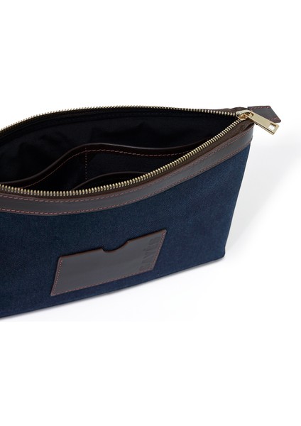 Stitched Lacivert Denim Kahverengi Clutch Kadın El Portföyü fırsatları