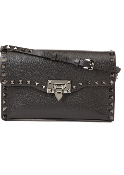 Rockstud Siyah Kadın Deri Çanta