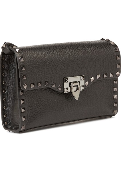 Rockstud Siyah Kadın Deri Çanta