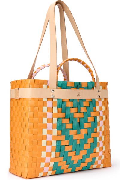 Xanthos Basket Bag Turuncu Büyük Boy El Yapımı Kadın Plaj Çantası modelleri