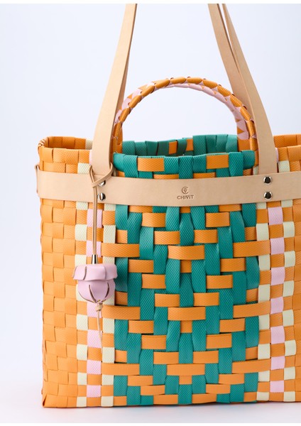 Xanthos Basket Bag Turuncu Büyük Boy El Yapımı Kadın Plaj Çantası fırsatları