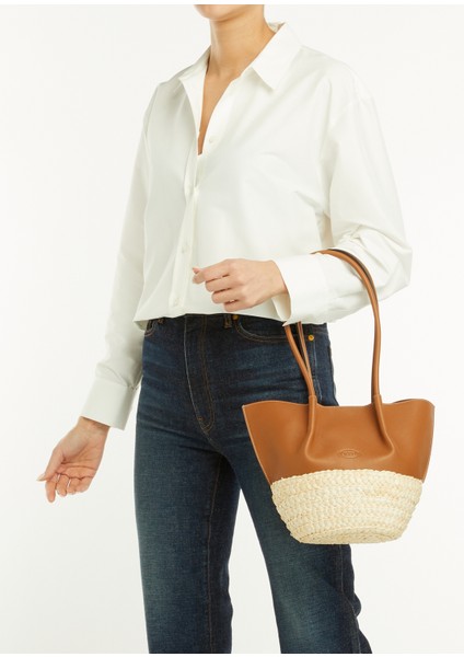 Bux Small Tote Taba Kadın Deri Alışveriş Çantası fiyatları