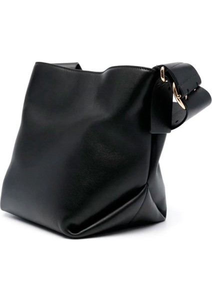 Folded Tote Small Siyah Kadın Deri Çanta