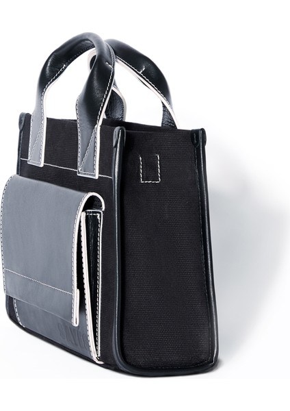 Stitched Pocket Mini Siyah Kadın Omuz Çantası fiyatları