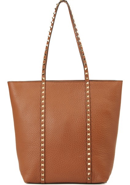Rockstud Kahverengi Kadın Deri Çanta