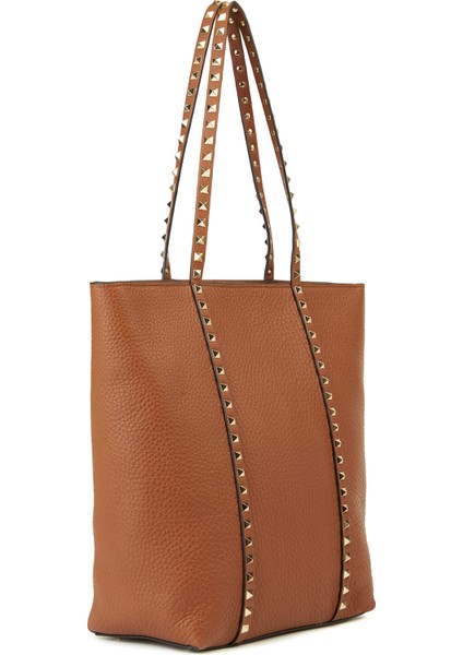 Rockstud Kahverengi Kadın Deri Çanta modelleri
