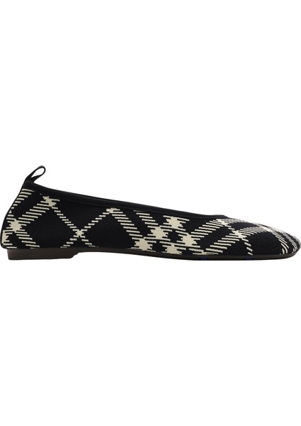 Check Knit Baby Siyah Kadın Babet