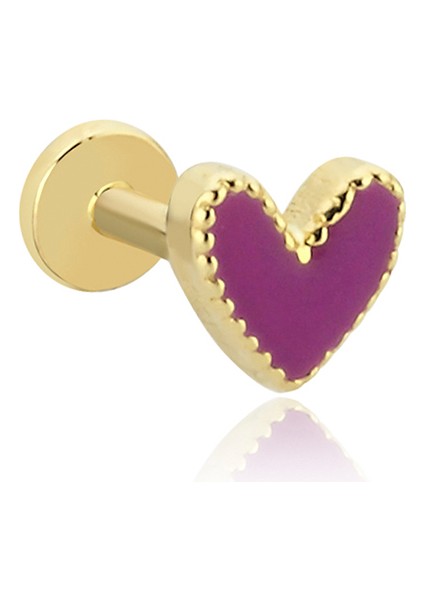 Purple Heart 14 Ayar Altın Kadın Tragus Piercing