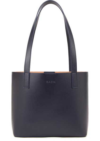 Lacivert Deri Kadın Mini Tote El Çantası
