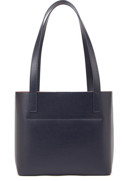 Lacivert Deri Kadın Mini Tote El Çantası modelleri