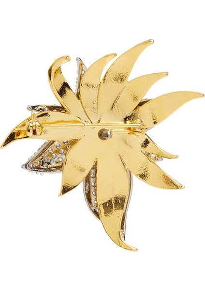 Gold Çiçek Formlu Broş