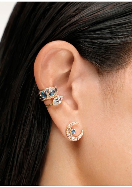Celeste Medium Crescent Stud Kadın Altın Küpe