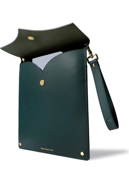 The Pendant Folio Yeşil Deri Unisex El Çantası