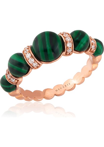 Cosmic Grace Malachite Rose Gold Kadın Altın Yüzük