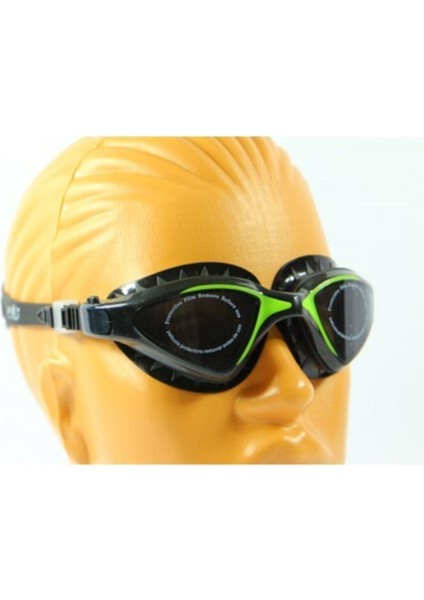 Yetişkin Silikon Yüzücü Gözlüğü Siyah- Yeşil Lüks Kutulu