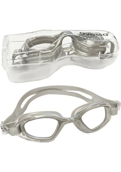Ayarlanabilir Gri Yüzücü Gözlüğü, Deniz ve Havuz Kullanımı, Kutulu, Yetişkinler