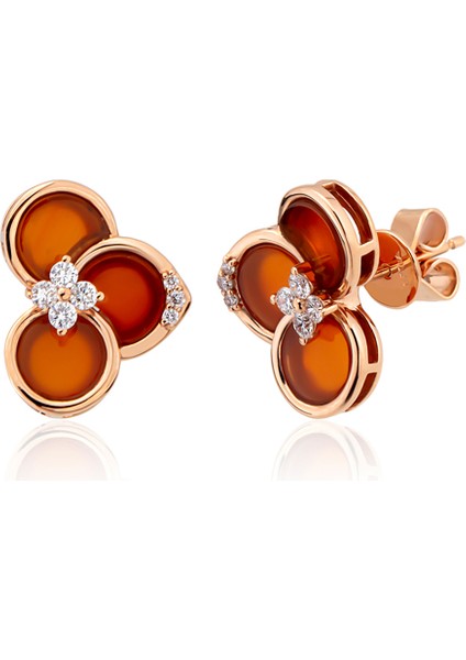 Bloom Flora Agate Kadın Altın Küpe