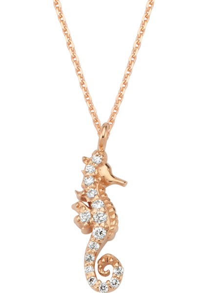 Sea Horse Pırlantalı Kadın Altın Kolye