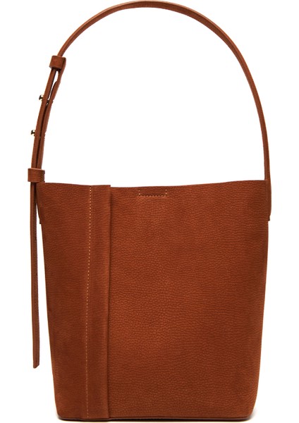 The Medium Tote Plissé Karamel Deri Kadın Omuz Çantası